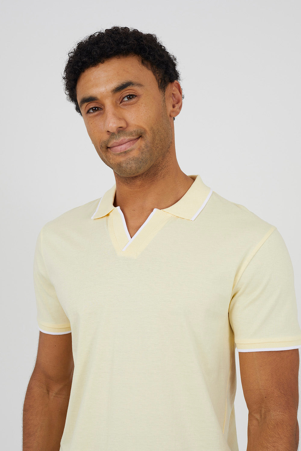 Brave Soul Yellow Open Collar Polo Shirt - Yellow Image 4