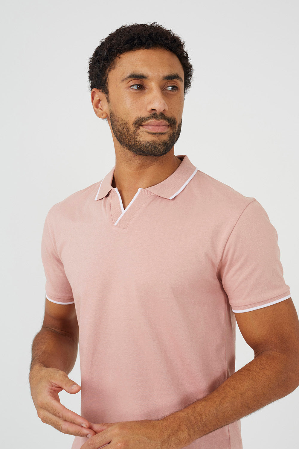 Brave Soul Pink Open Collar Polo Shirt - Pink Image 4