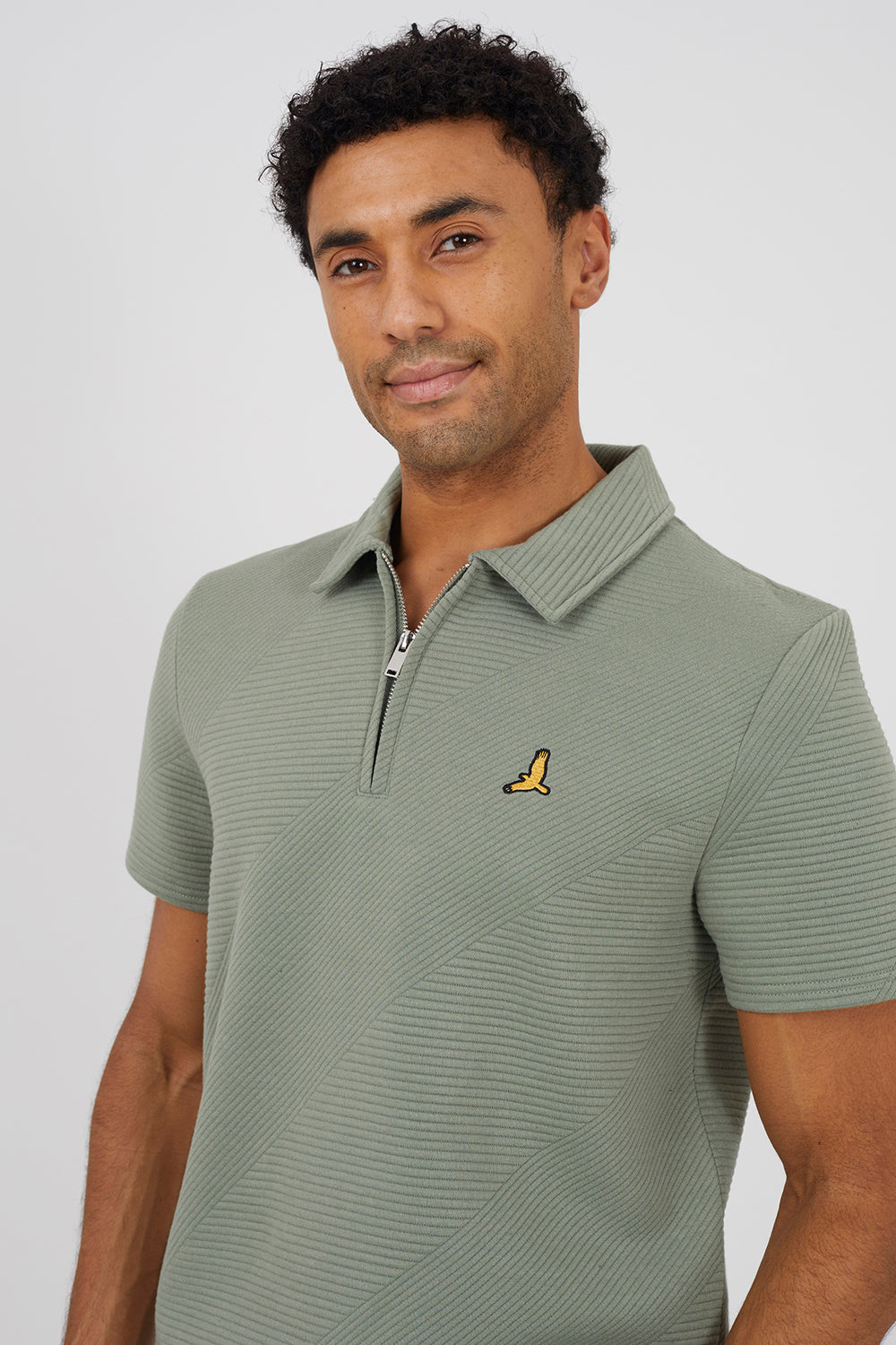 Brave Soul Mint Short Sleeve Quarter Zip Polo Shirt - Mint Image 4