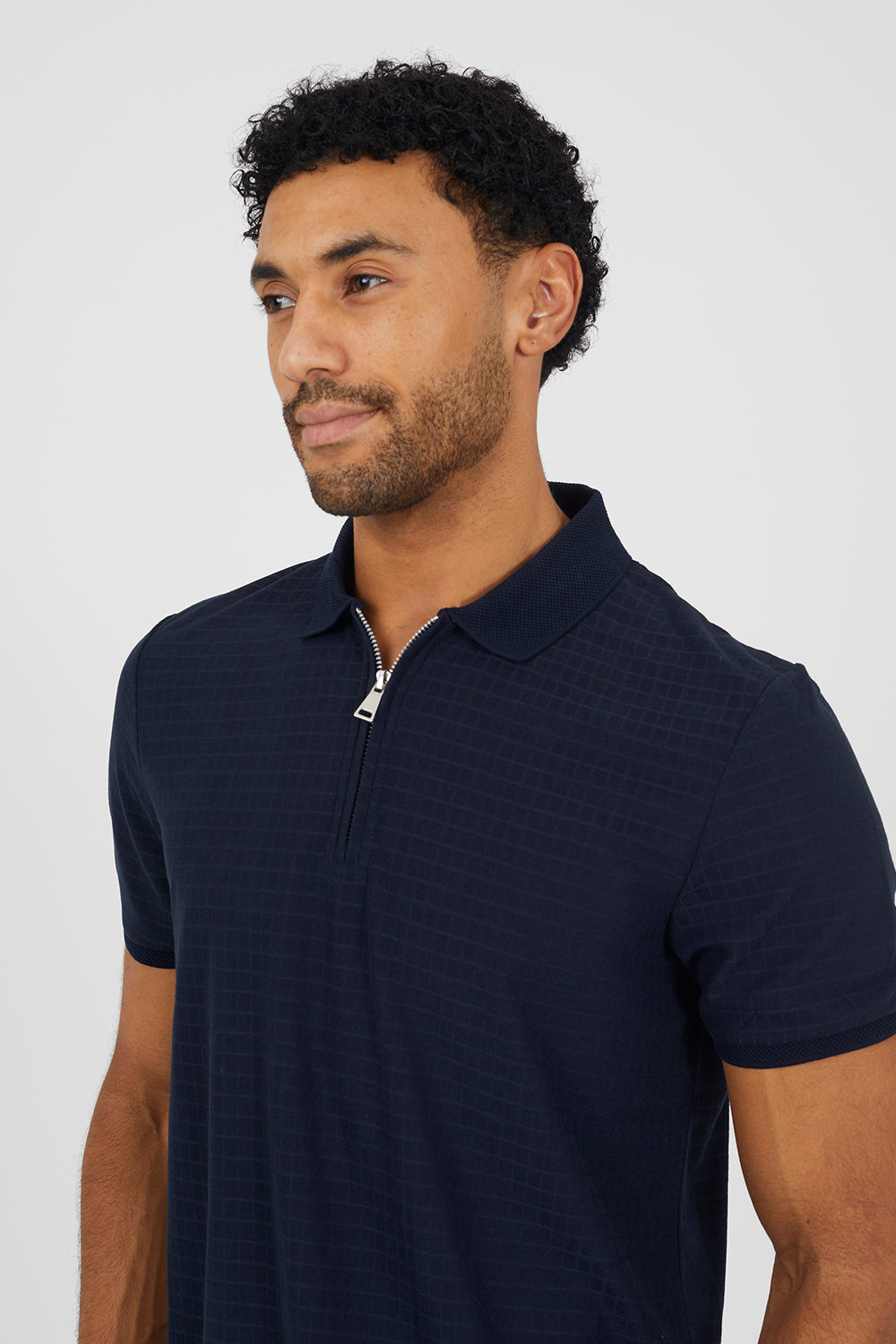 Brave Soul Navy Zip-Neck Polo Shirt - Navy Image 4