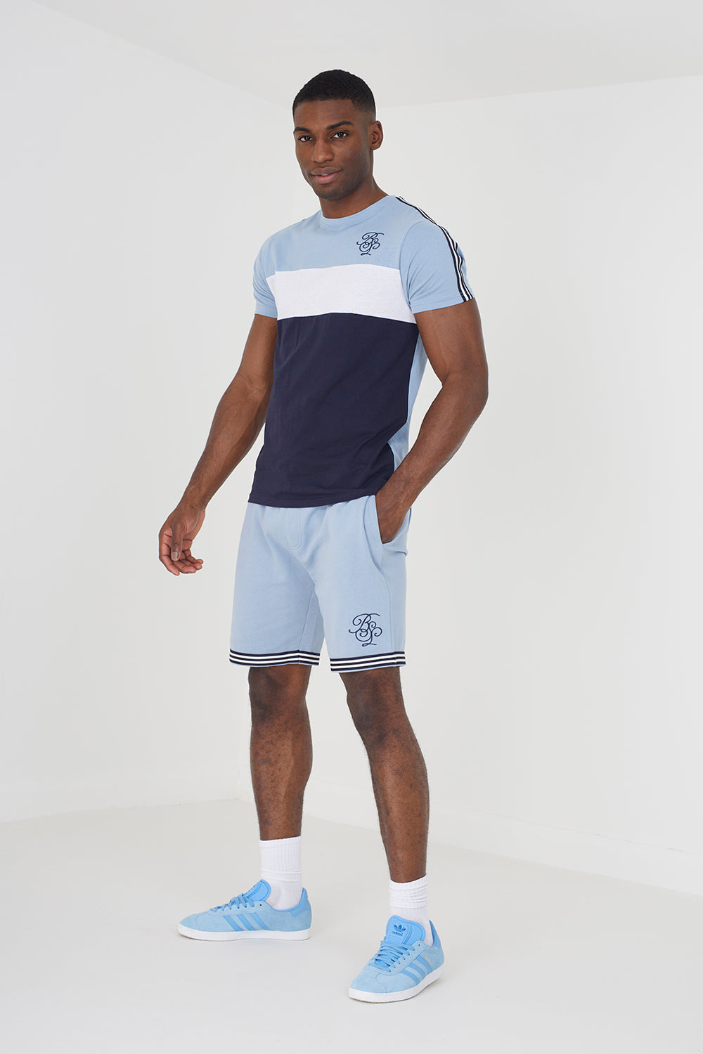 Brave Soul Blue T-Shirt and Shorts Set - Blue Image 3