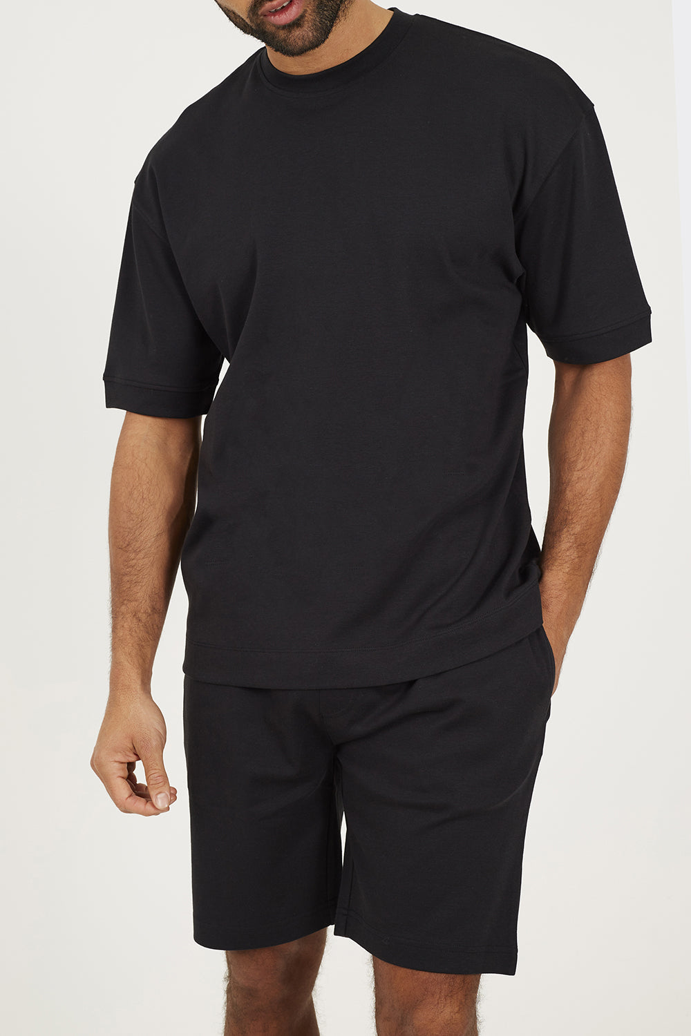 Brave Soul Black Oversized T-Shirt & Short Co-ord Set - Black Image 4