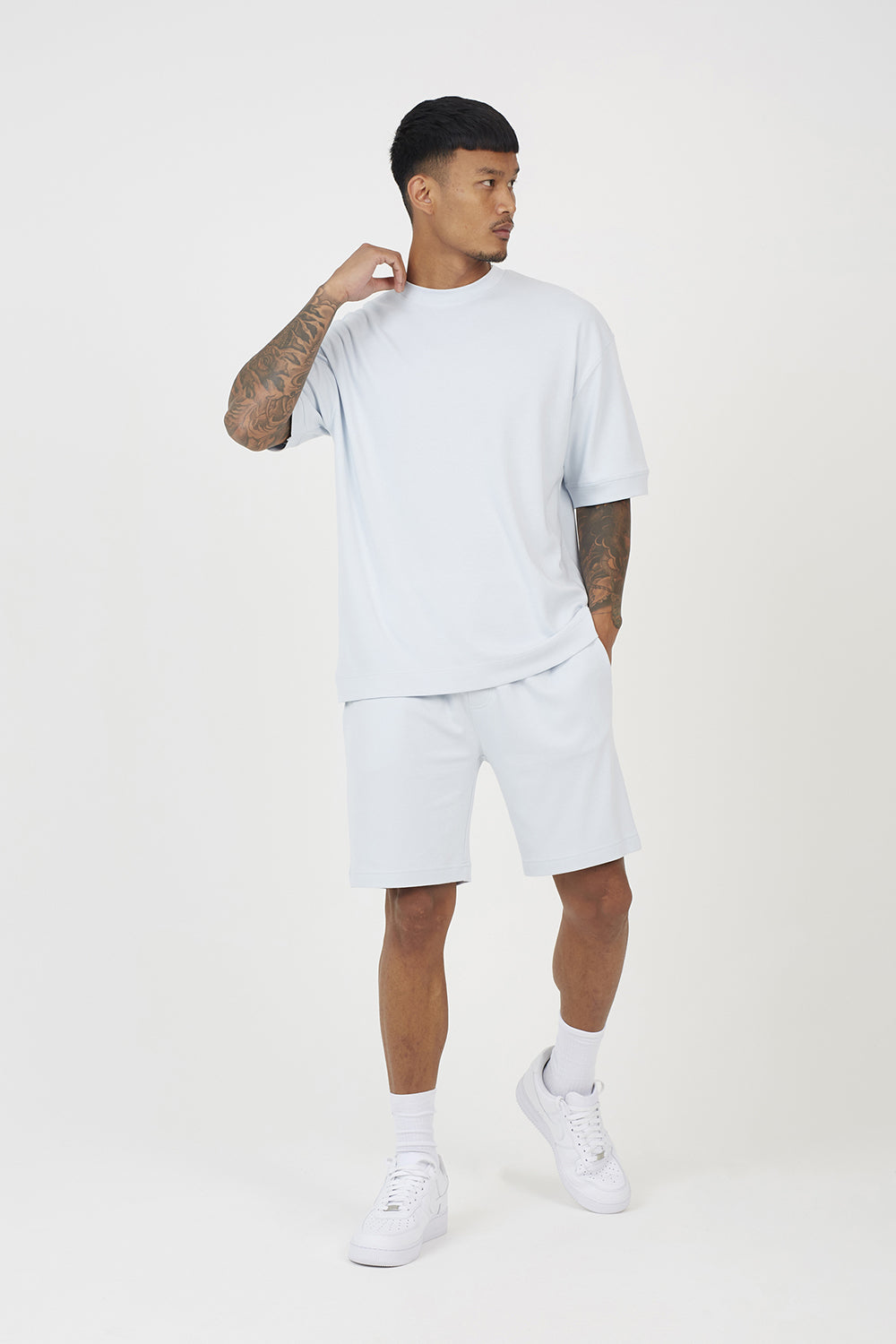 Brave Soul Blue Oversized T-Shirt & Short Co-ord Set - Blue Image 3