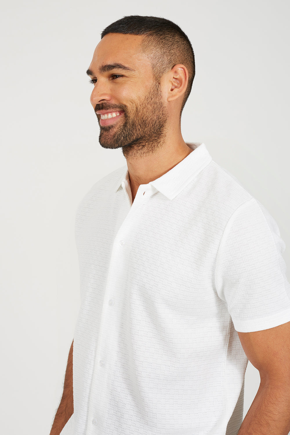 Brave Soul Cream Short Sleeved Textured Shirt - Cream Image 4