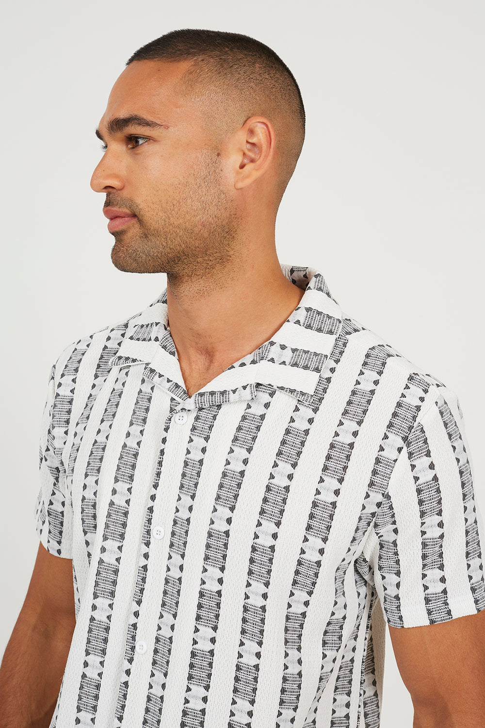 Brave Soul White Patterned Short Sleeve Shirt - White Image 4