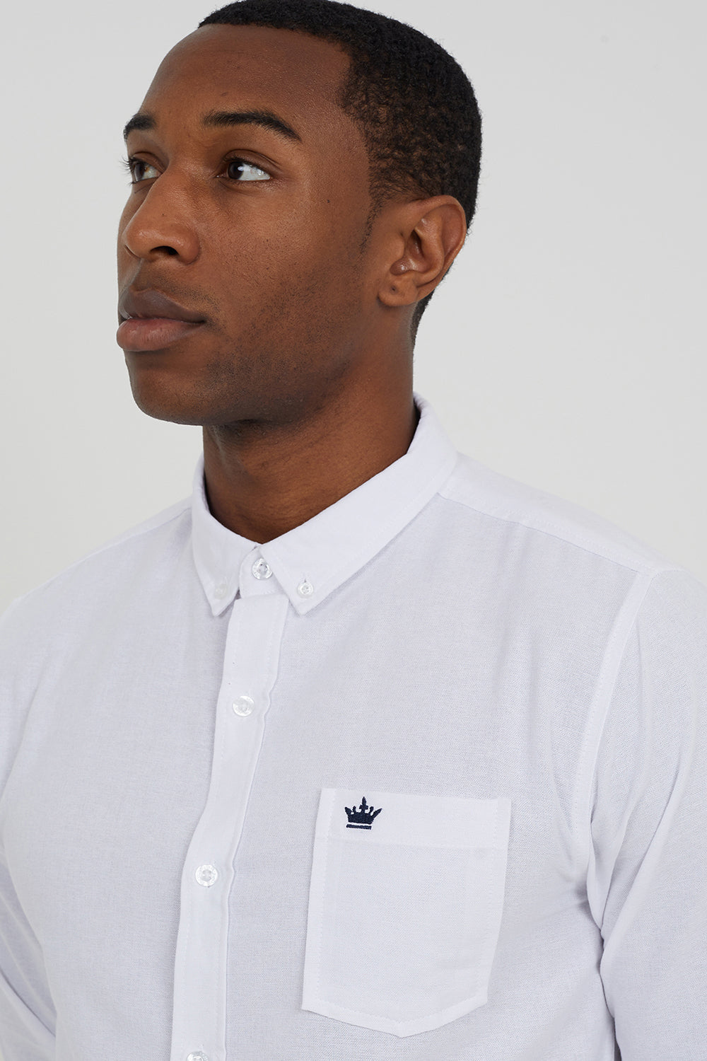 Brave Soul White Cotton Long Sleeve Oxford Shirt - White Image 4