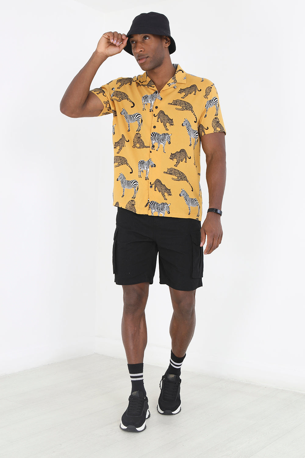 Brave Soul Mustard Short Sleeve Print Shirt - Mustard Image 3
