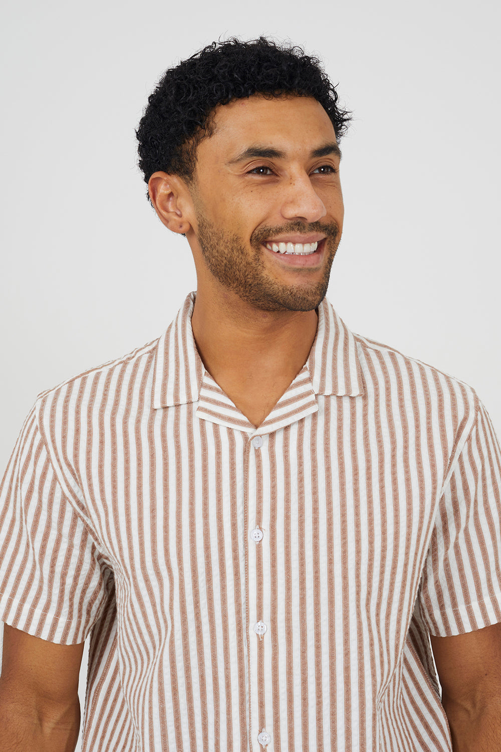 Brave Soul Brown Cotton Revere Collar Short Sleeve Shirt - Brown Image 4