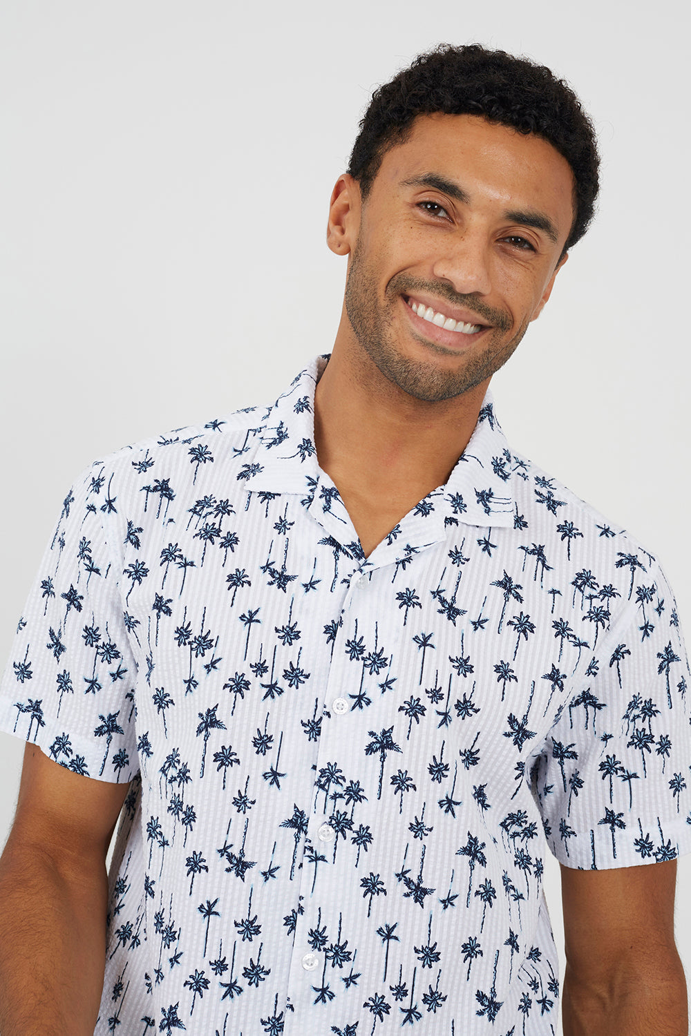 Brave Soul White Printed Revere Collar Shirt - White Image 4