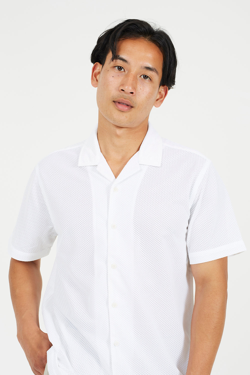 Brave Soul Off White Revere Collar Short Sleeve Shirt - Off White Image 4