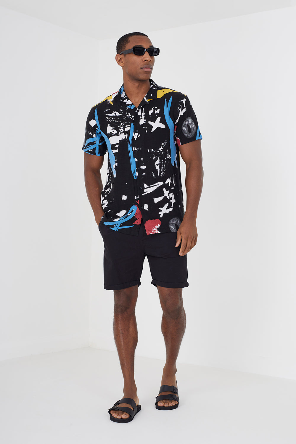 Brave Soul Black Short Sleeve Print Shirt - Black Image 3