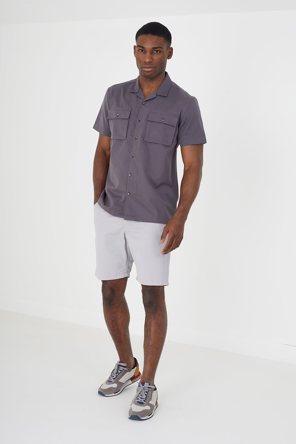 Brave Soul Grey Revere Collar Shirt - Grey Image 3
