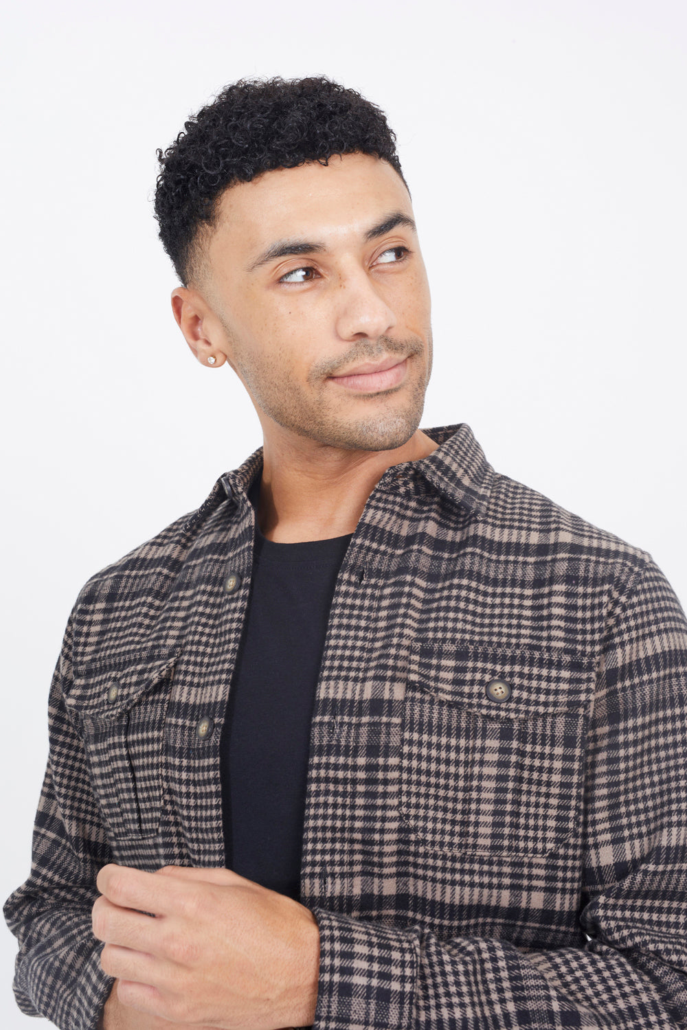Brave Soul Black Cotton Blend Long Sleeve Check Shirt - Black Image 4