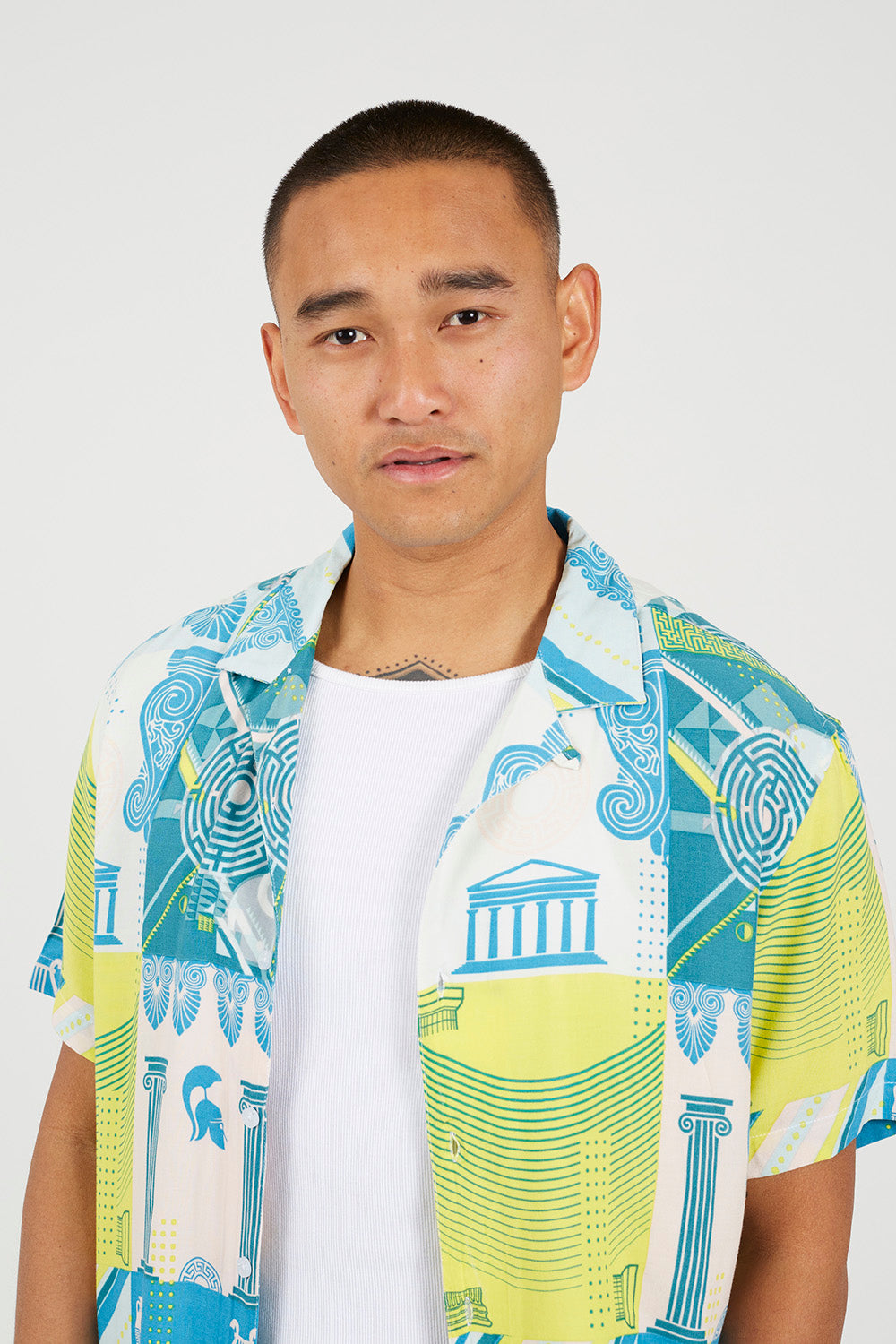 Brave Soul White Revere Collar Graphic Print Shirt - White Image 4