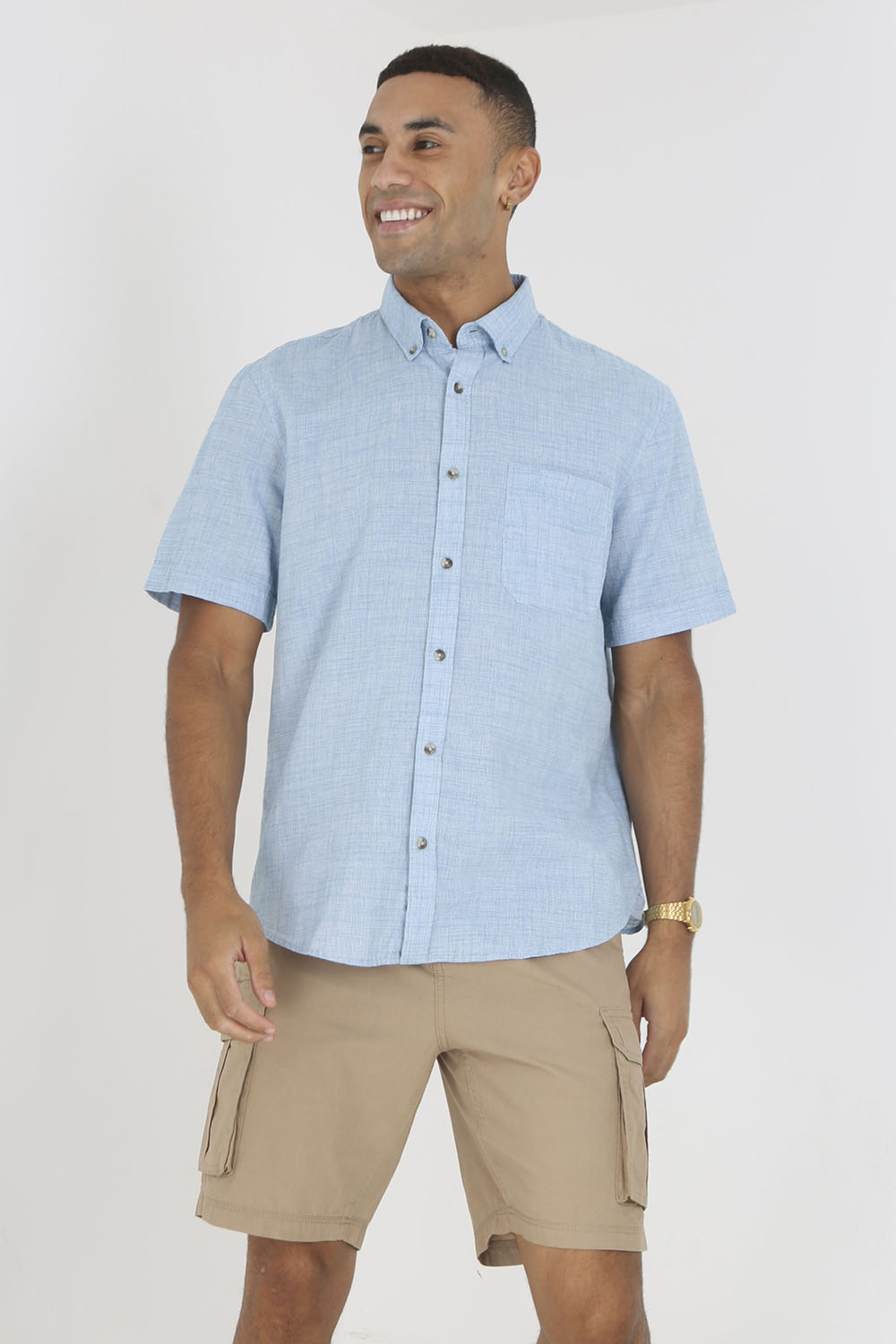 Brave Soul Light Blue Short Sleeve Cotton Shirt - Light Blue Image 4