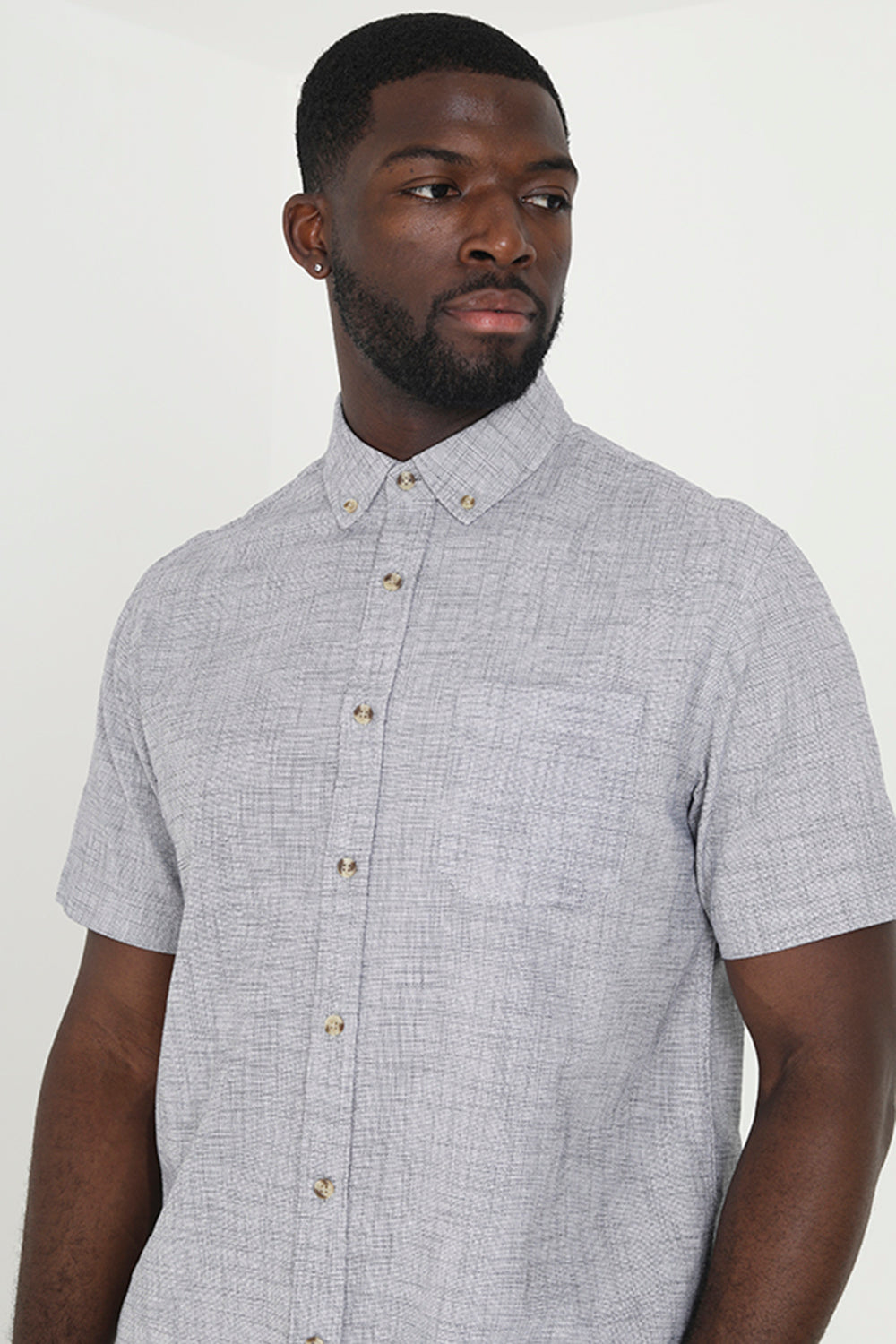 Brave Soul Navy Short Sleeve Cotton Shirt - Navy Image 3