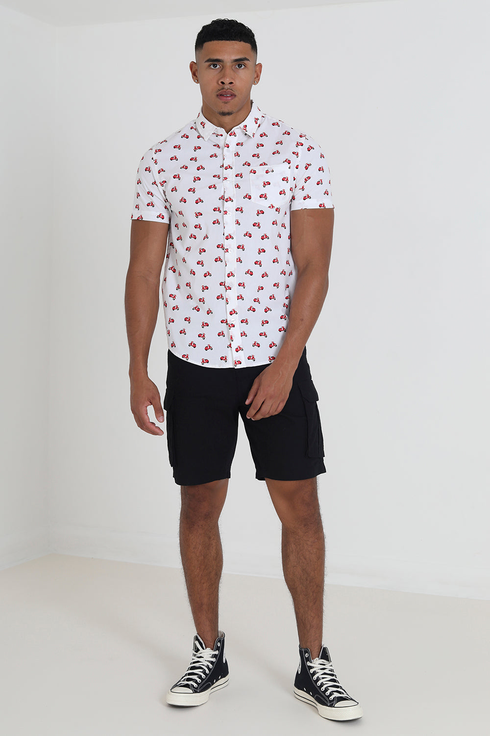 Brave Soul Promo White Cotton Short Sleeve Print Shirt - White Image 3