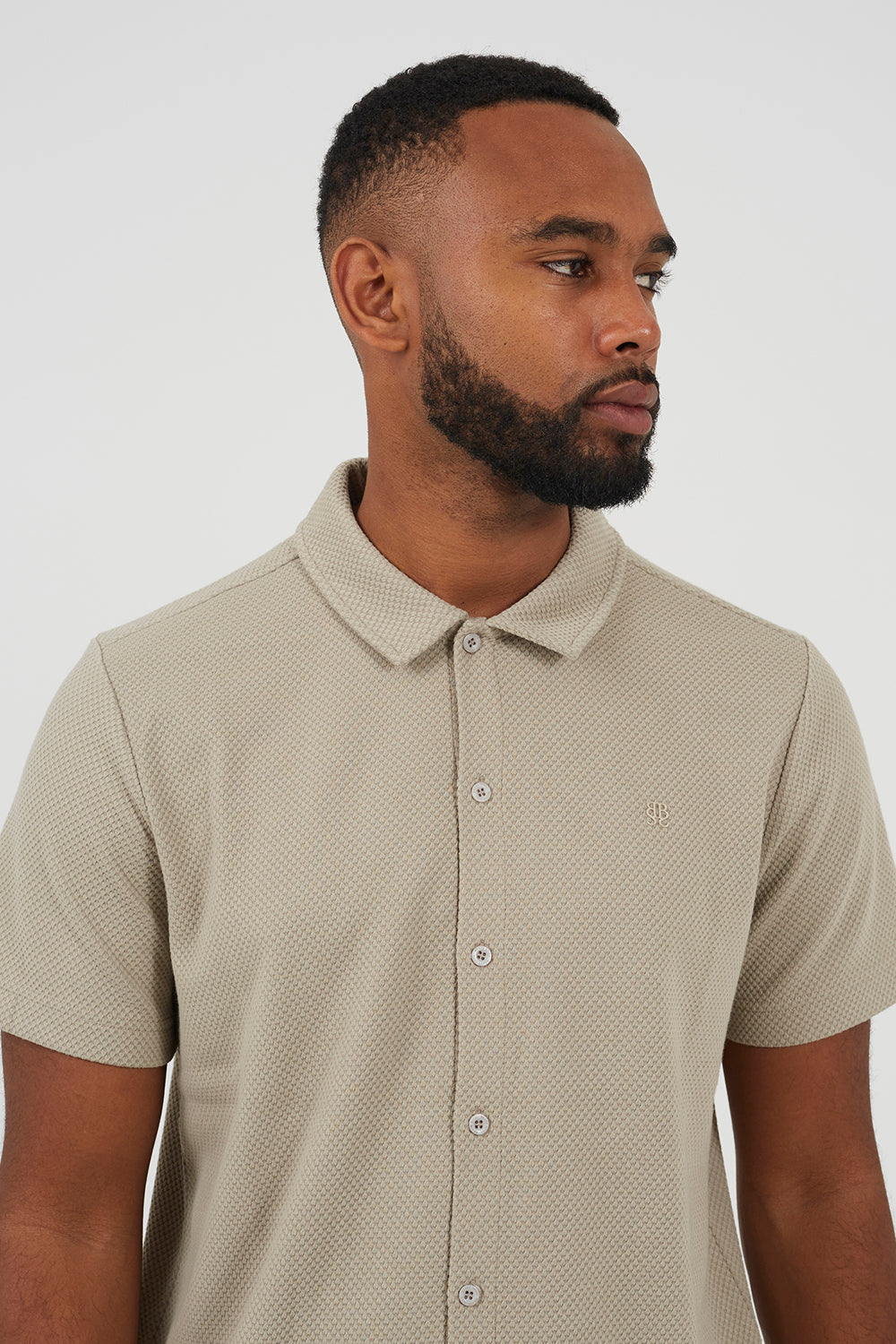 Brave Soul Light Sand Textured Short Sleeve Shirt - Light Sand Image 4