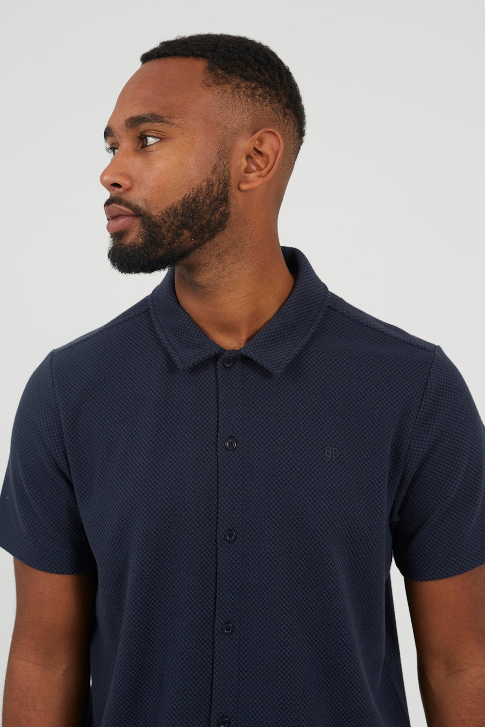 Brave Soul Navy Textured Short Sleeve Shirt - Navy Image 4