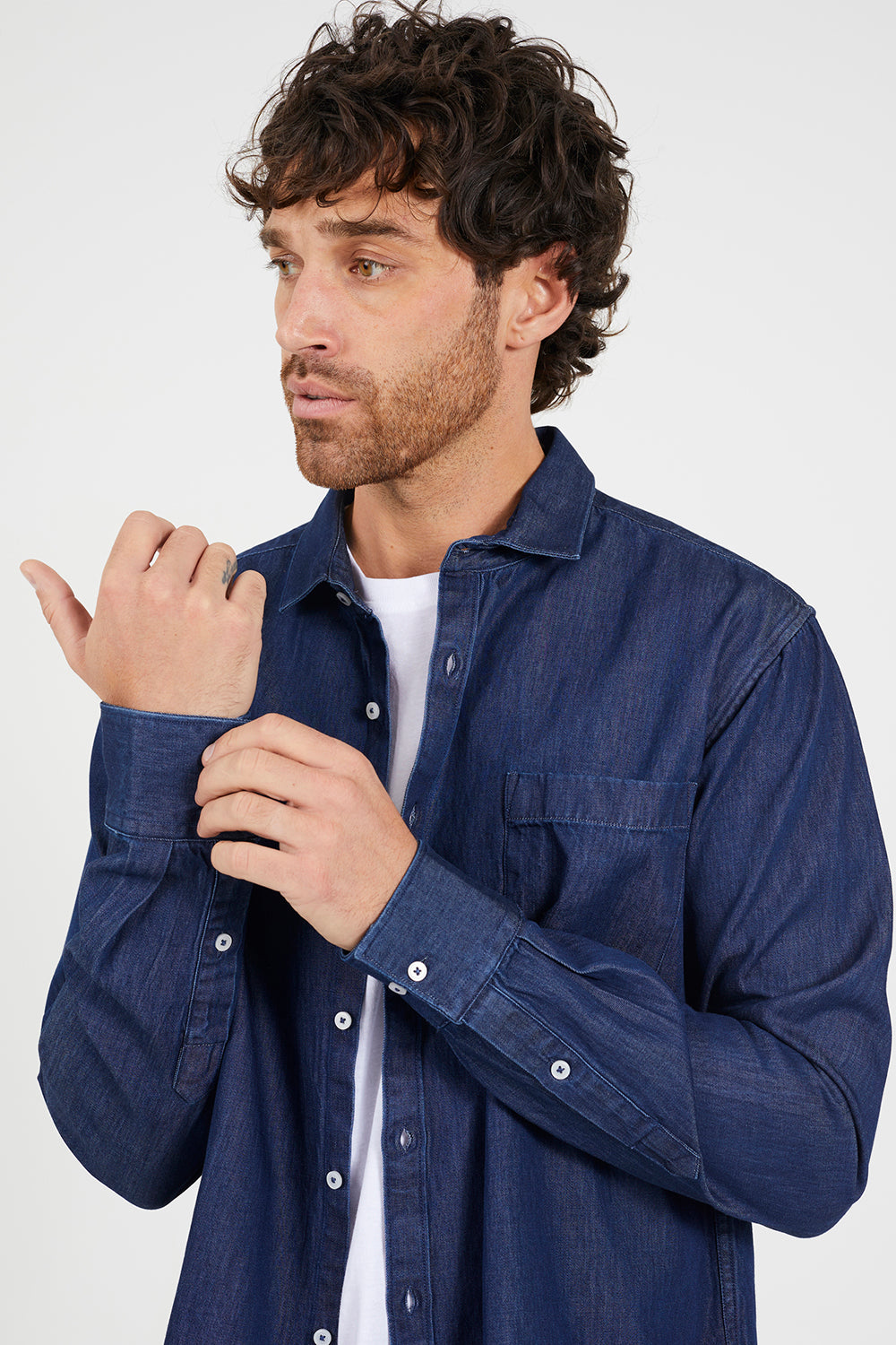 Brave Soul Dark Blue Long Sleeve Denim Shirt - Dark Blue Image 4