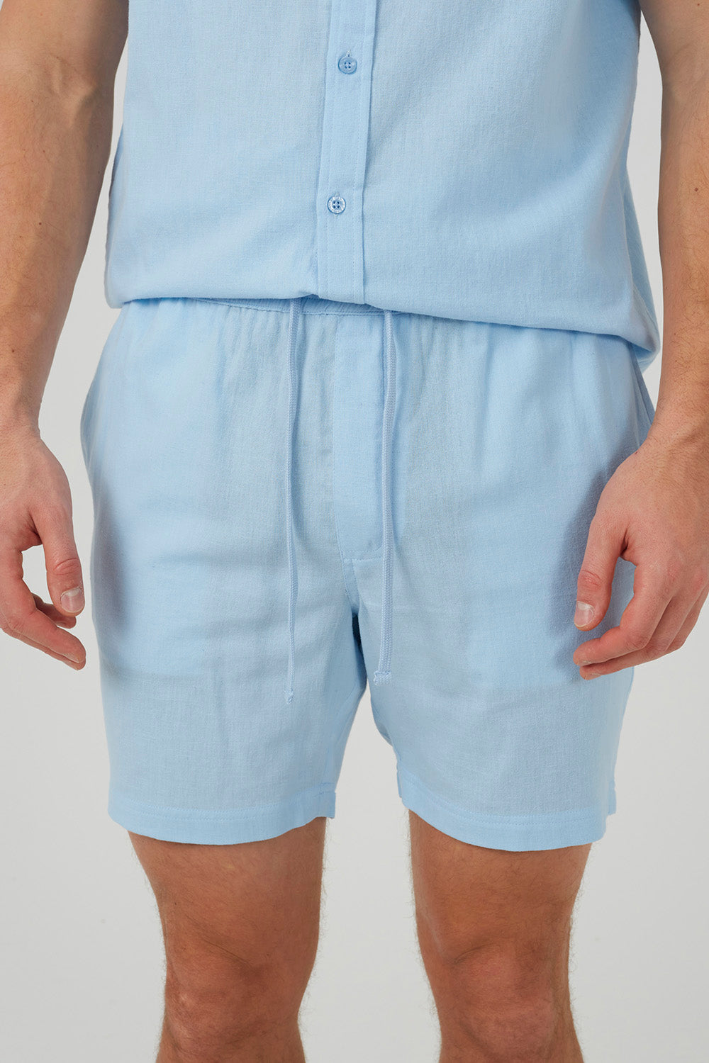 Brave Soul Light Blue Seersucker Shorts - Light Blue Image 4