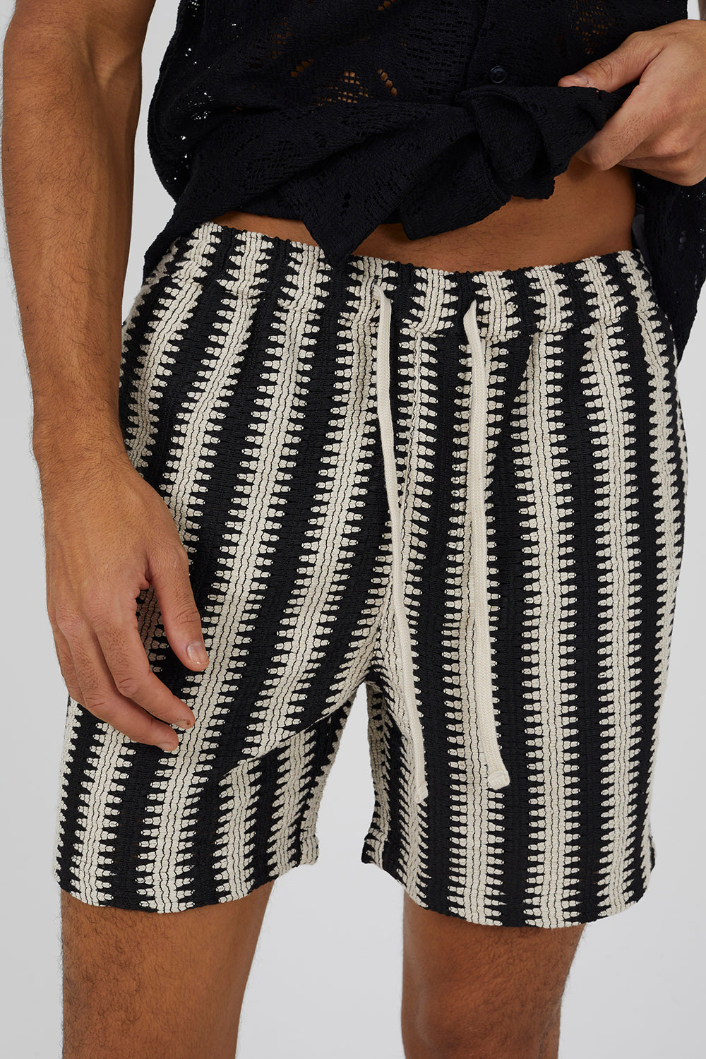 Brave Soul Black Stripe Shorts - Black Image 5