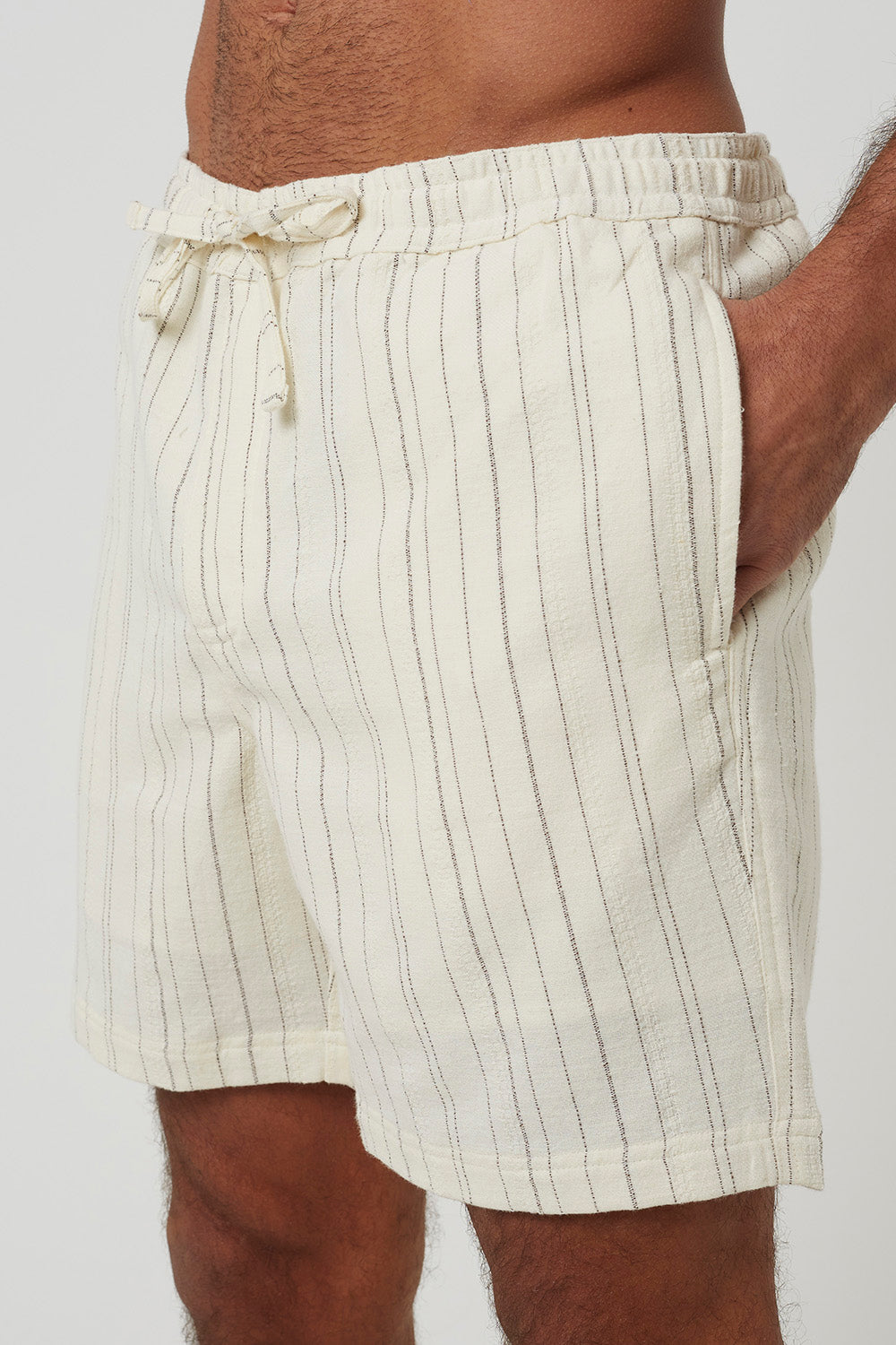 Brave Soul Cream Stripe Shorts - Cream Image 4