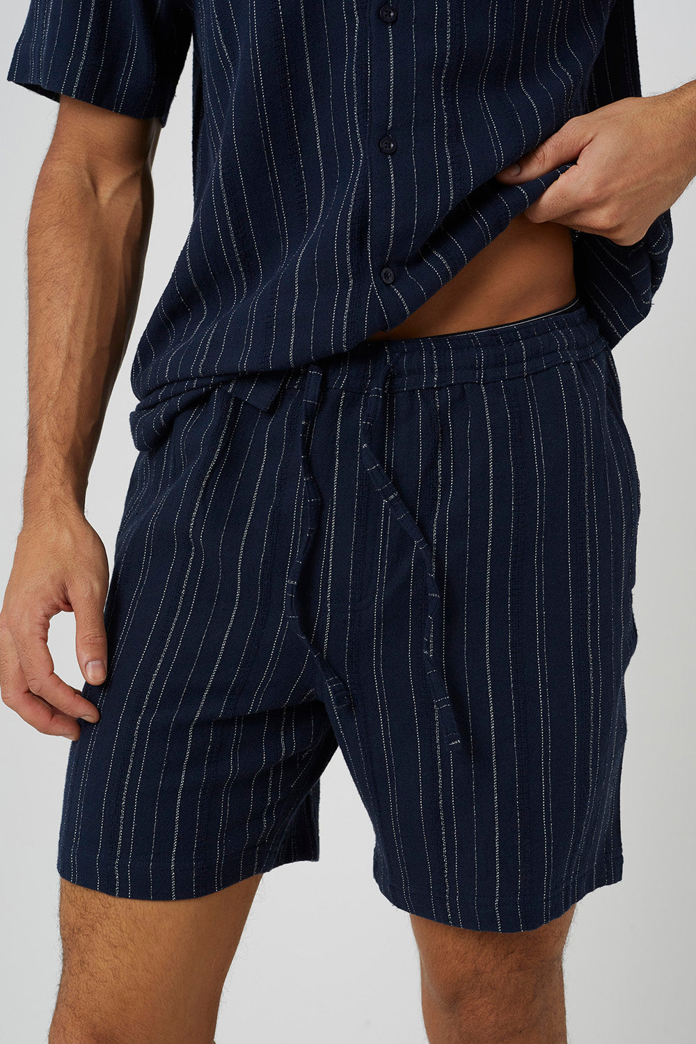 Brave Soul Navy Stripe Shorts - Navy Image 4