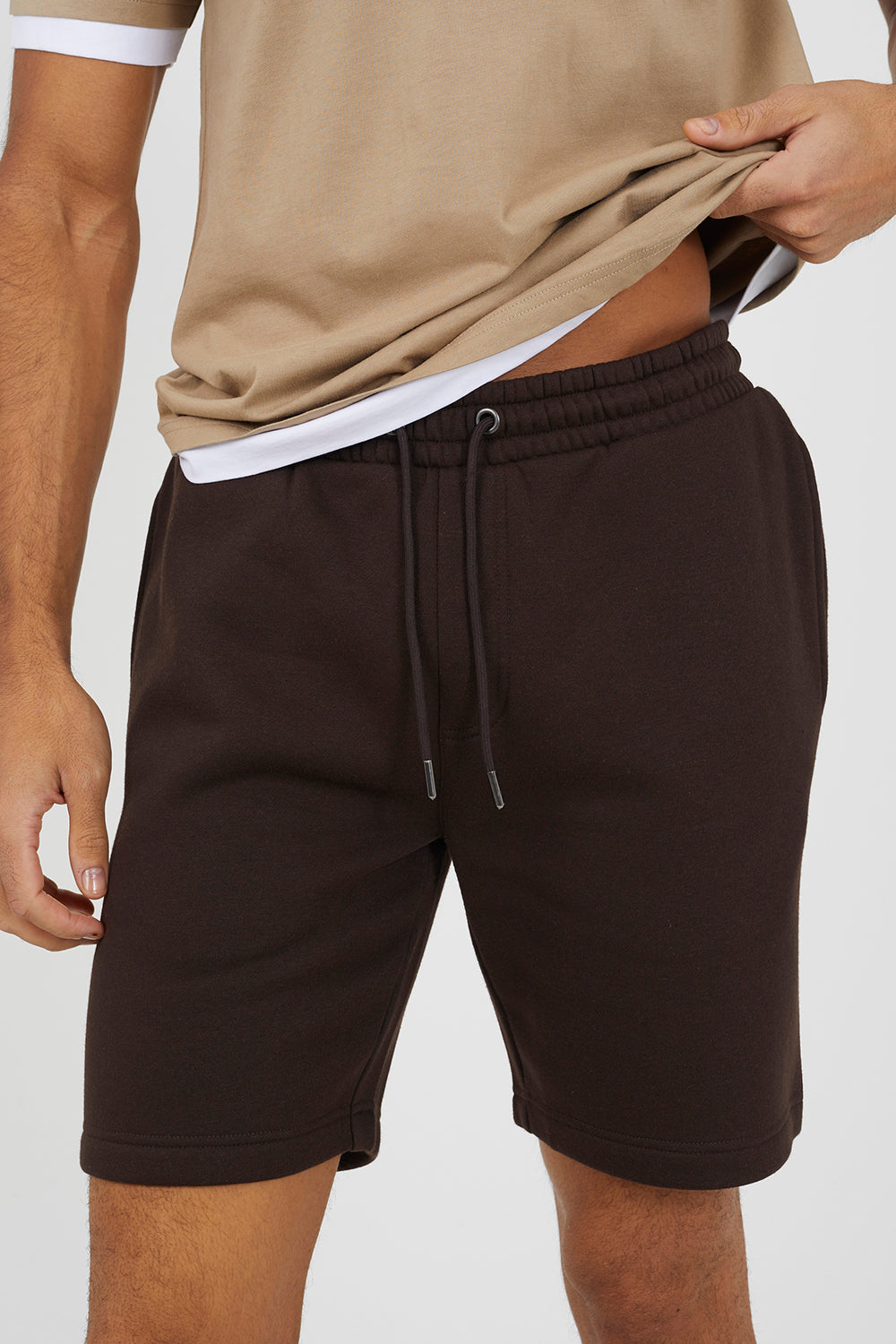 Brave Soul Chocolate Basic Fleece Shorts - Chocolate Image 4