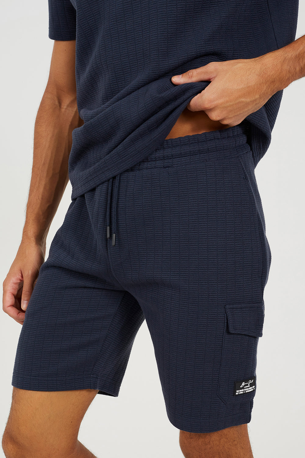 Brave Soul Navy Patch Pocket Elasticated Waist Shorts - Navy Image 4
