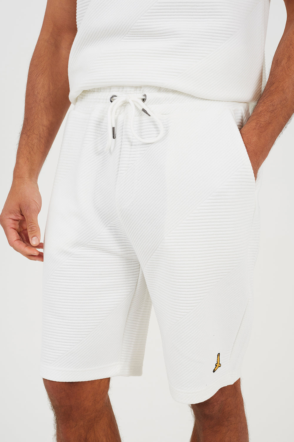 Brave Soul Cream Shorts with Badge Detail - Cream Image 4