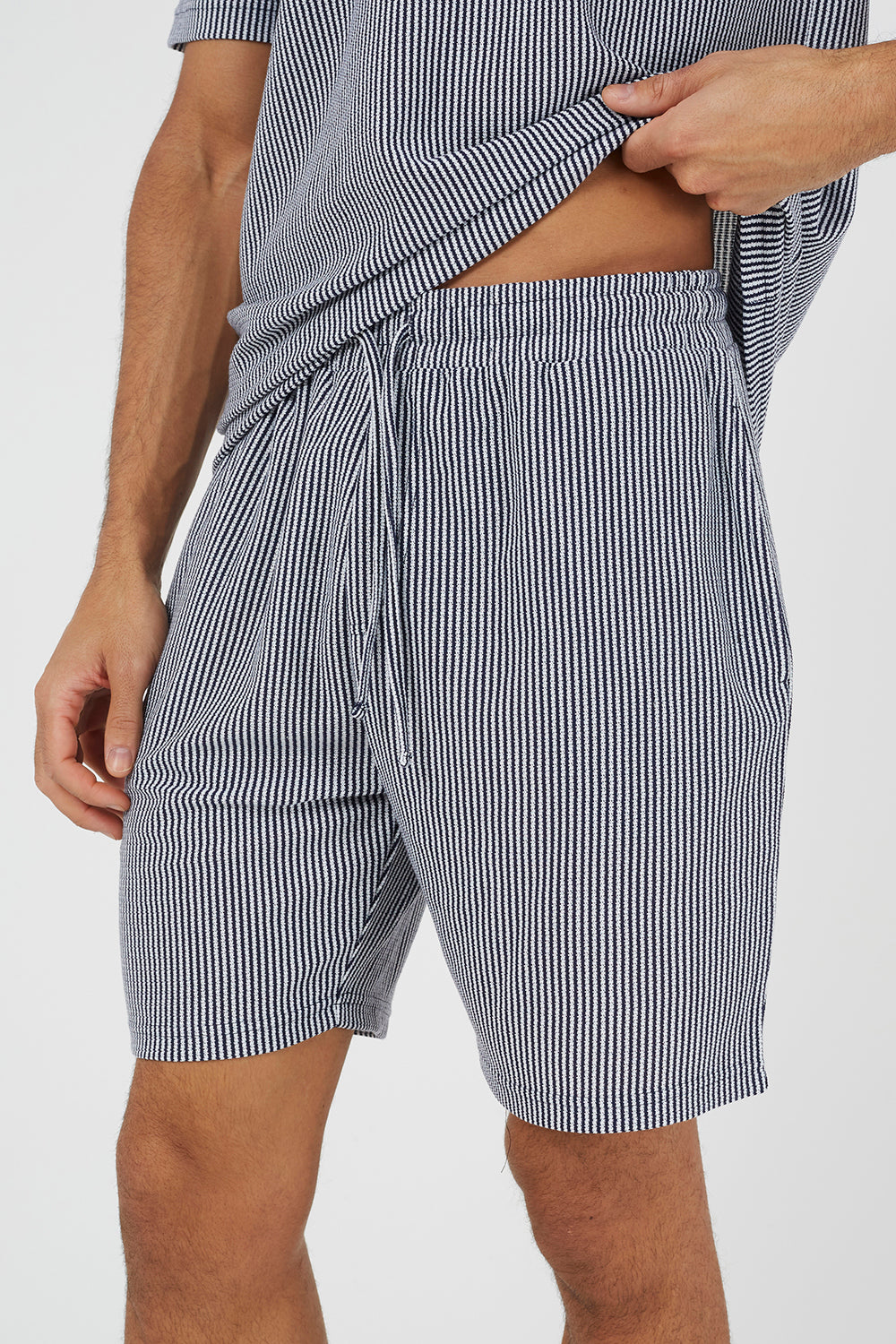 Brave Soul Navy Striped Elasticated Waist Shorts - Navy Image 4
