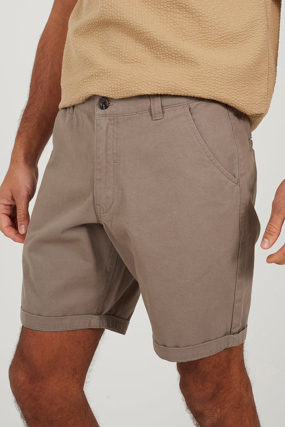 Brave Soul Taupe Cotton Twill Chino Shorts - Taupe Image 4