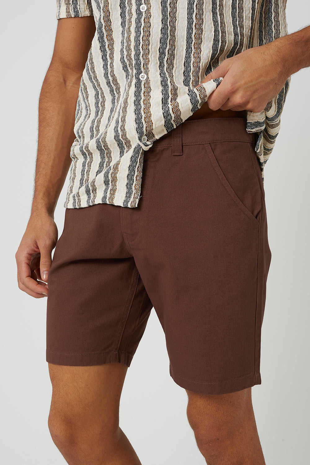 Brave Soul Chocolate Cotton Twill Chino Shorts - Chocolate Image 4