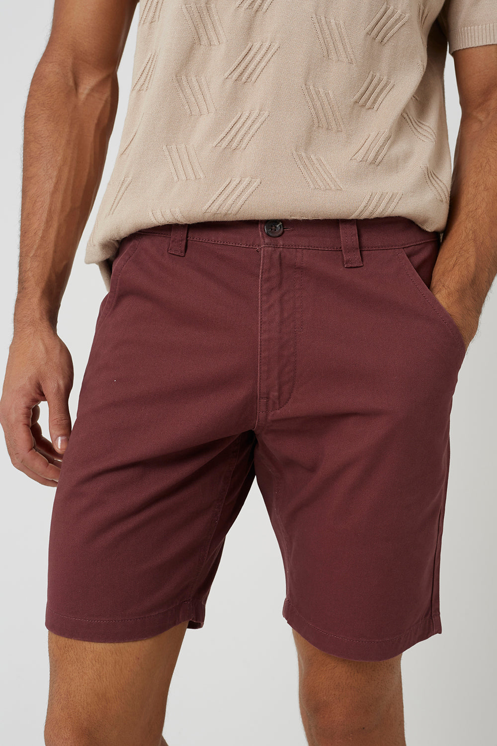 Brave Soul Plum Cotton Twill Chino Shorts - Plum Image 4