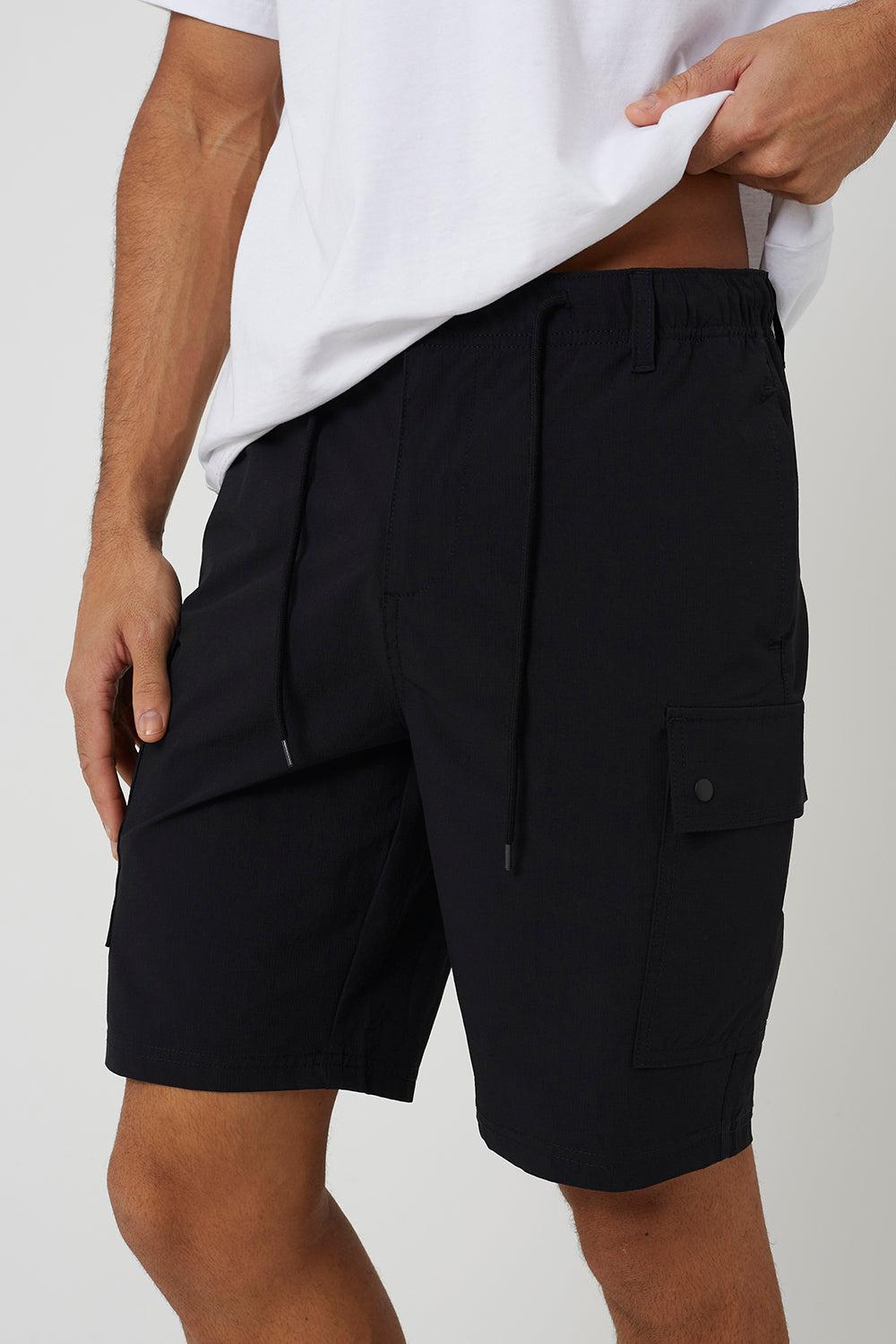 Brave Soul Black Ripstop Cargo Pocket Shorts - Black Image 4