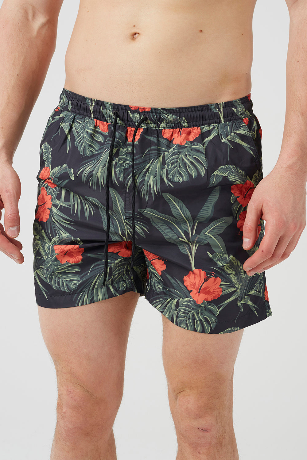 Brave Soul Black Printed Swim Shorts - Black Image 4