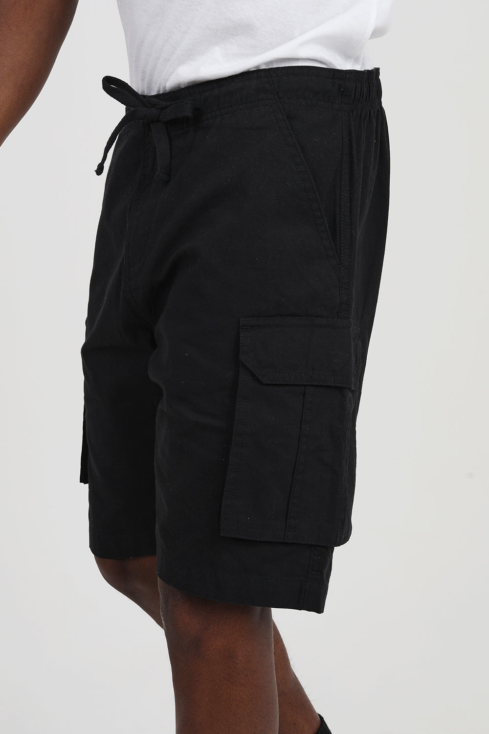 Brave Soul Black Cotton Cargo Shorts - Black Image 4