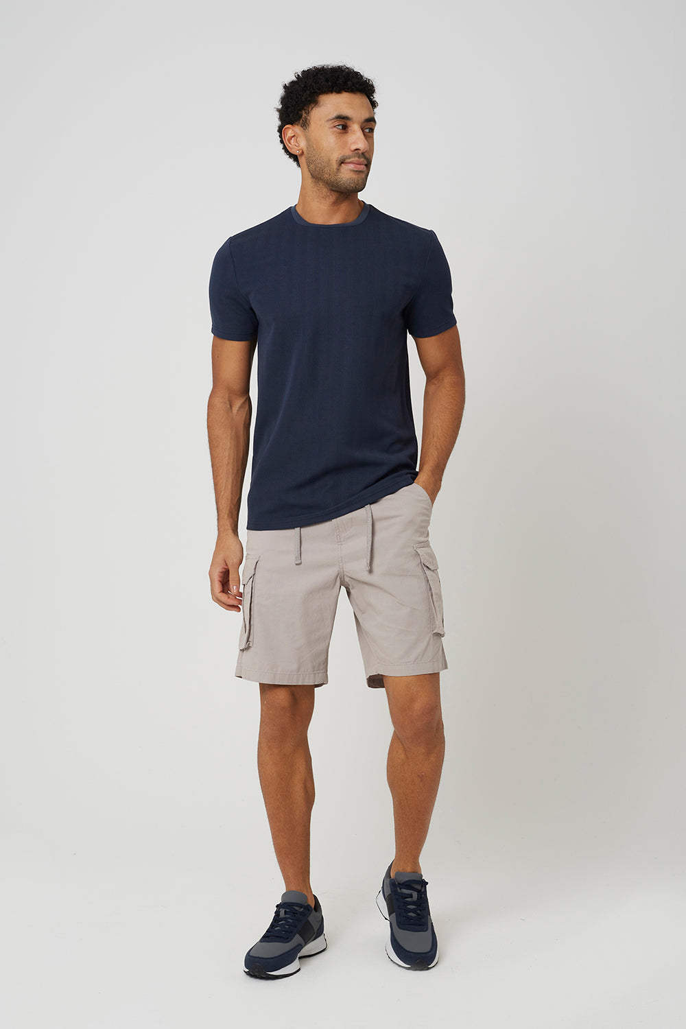 Brave Soul Light Grey Cotton Cargo Shorts - Light Grey Image 3