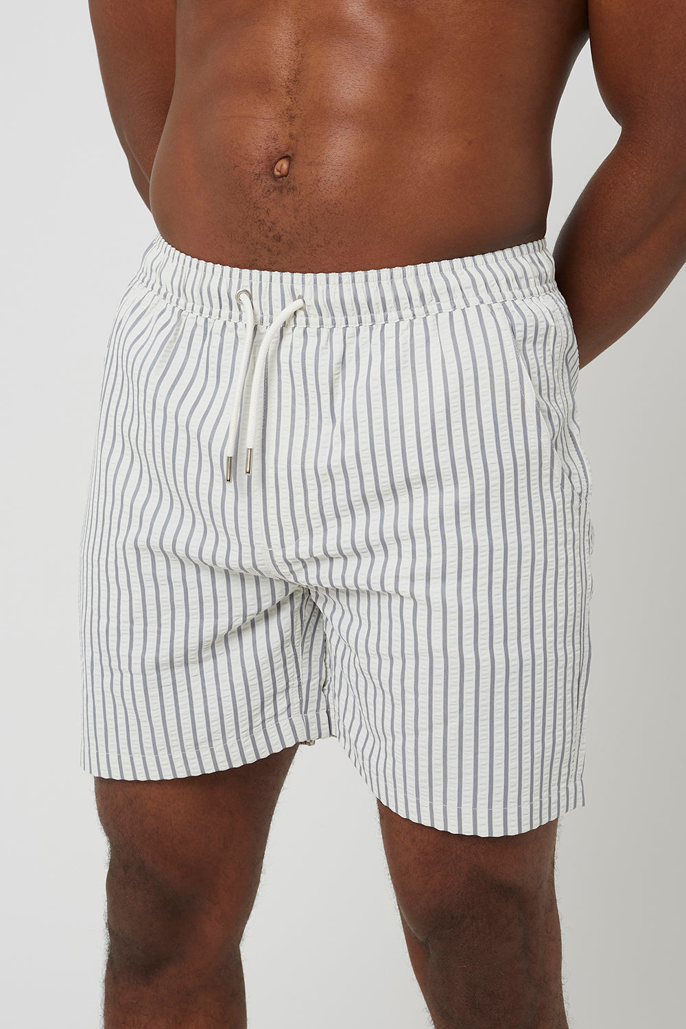 Brave Soul Cream Elasticated Swimshorts - Cream Image 4