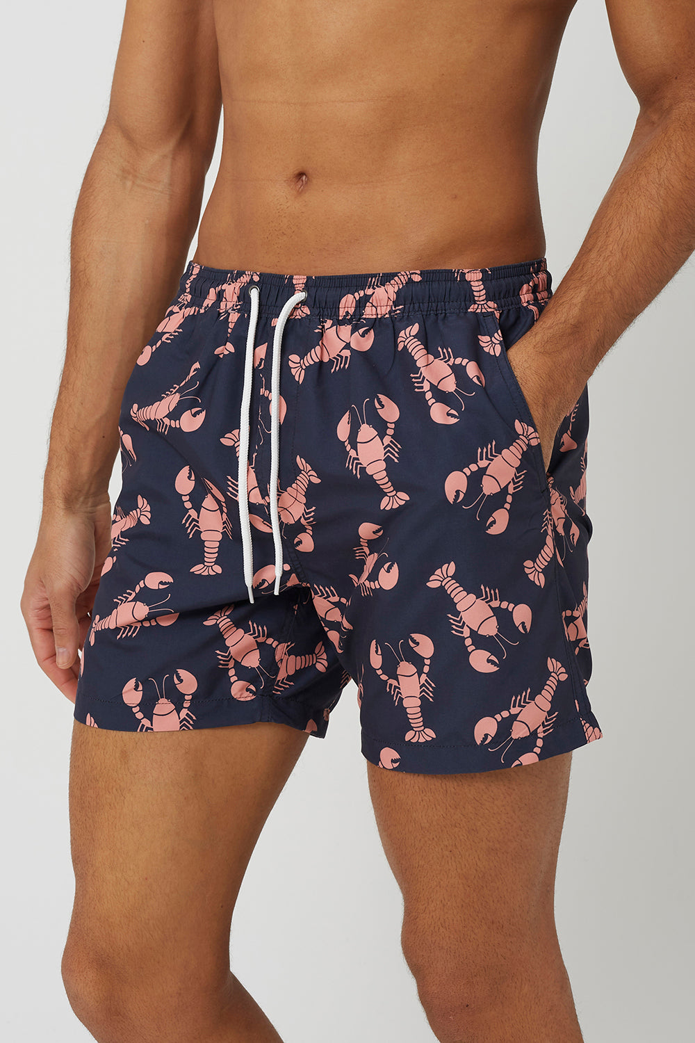 Brave Soul Navy Printed Swim Shorts - Navy Image 4