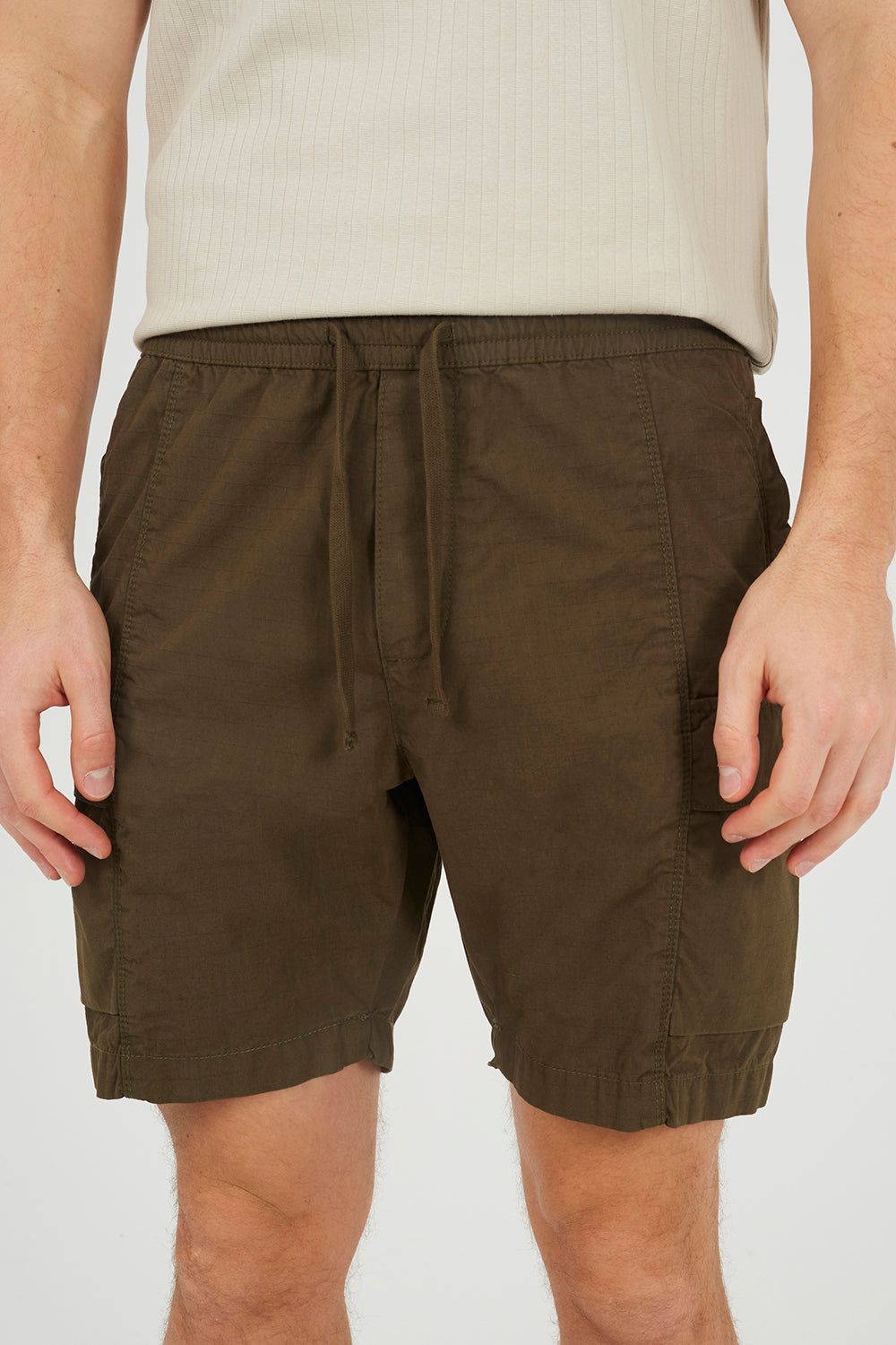 Brave Soul Khaki Ripstop Cargo Shorts - Khaki Image 4
