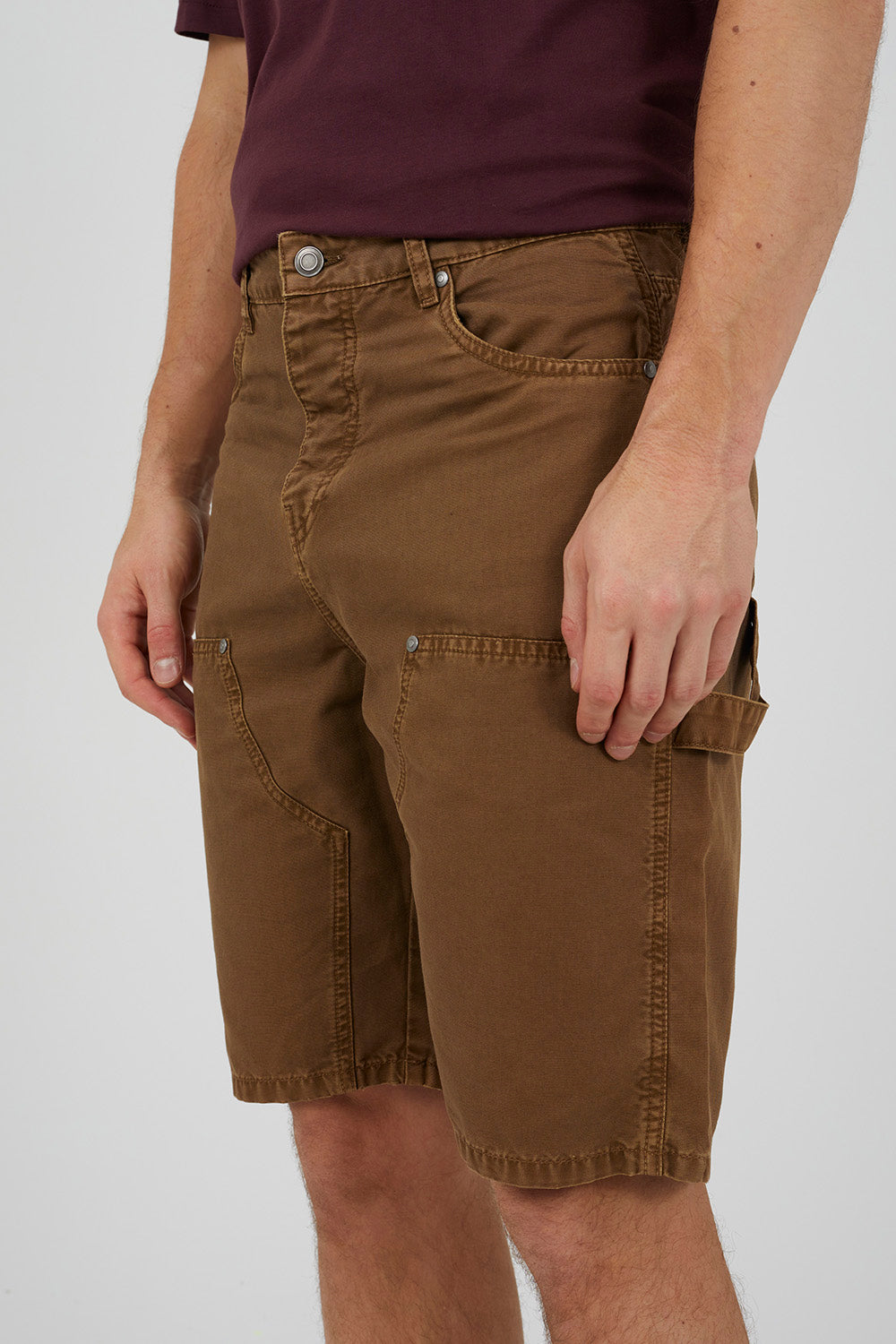 Brave Soul Brown Carpenter Button-Up Shorts - Brown Image 4