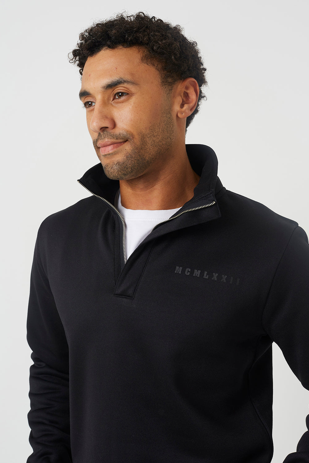 Brave Soul Black Quarter Zip Sweatshirt - Black Image 4