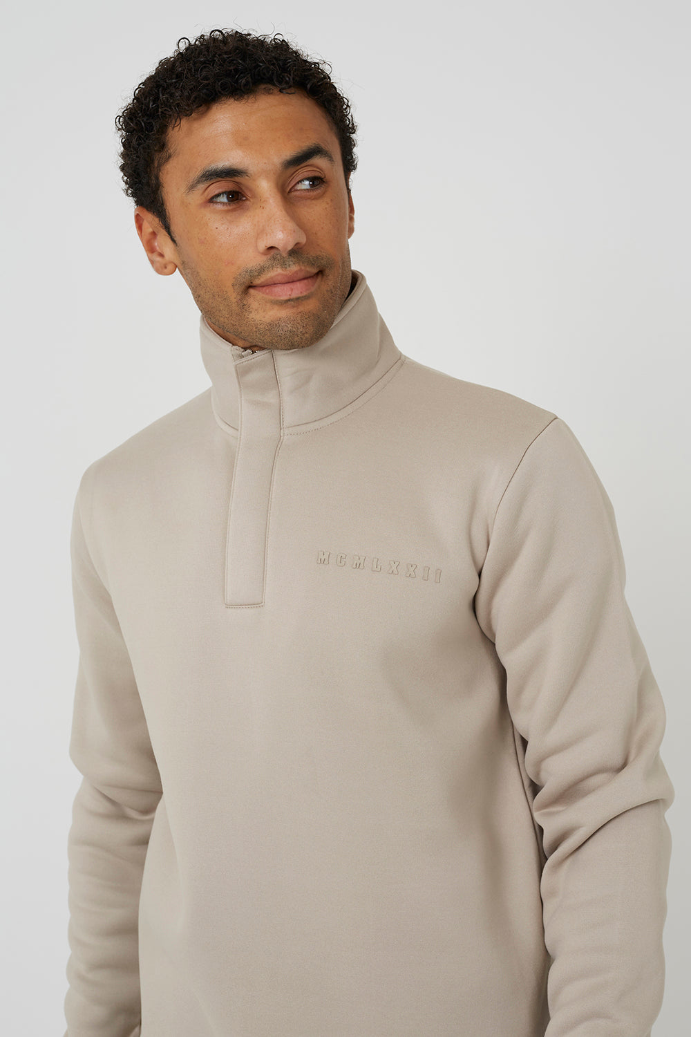 Brave Soul Light Sand Quarter Zip Sweatshirt - Light Sand Image 4