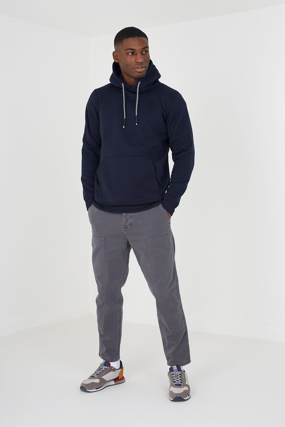 Brave Soul Navy Hoodie With Kangaroo Pocket - Navy Image 3