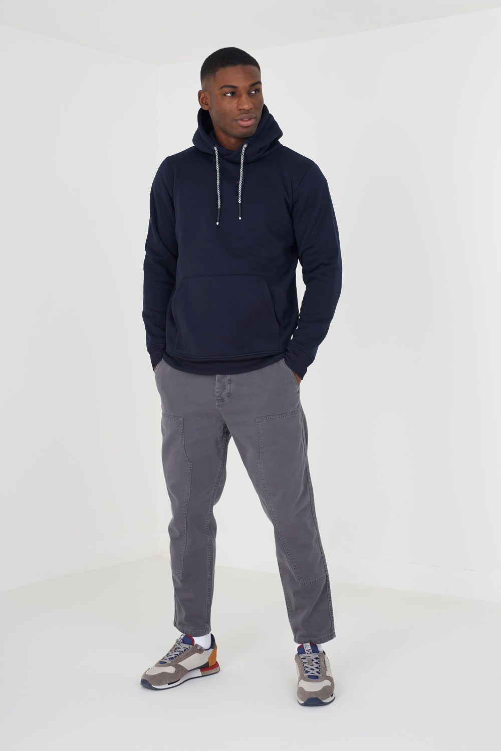 Brave Soul Navy Hoodie With Kangaroo Pocket - Navy Image 3