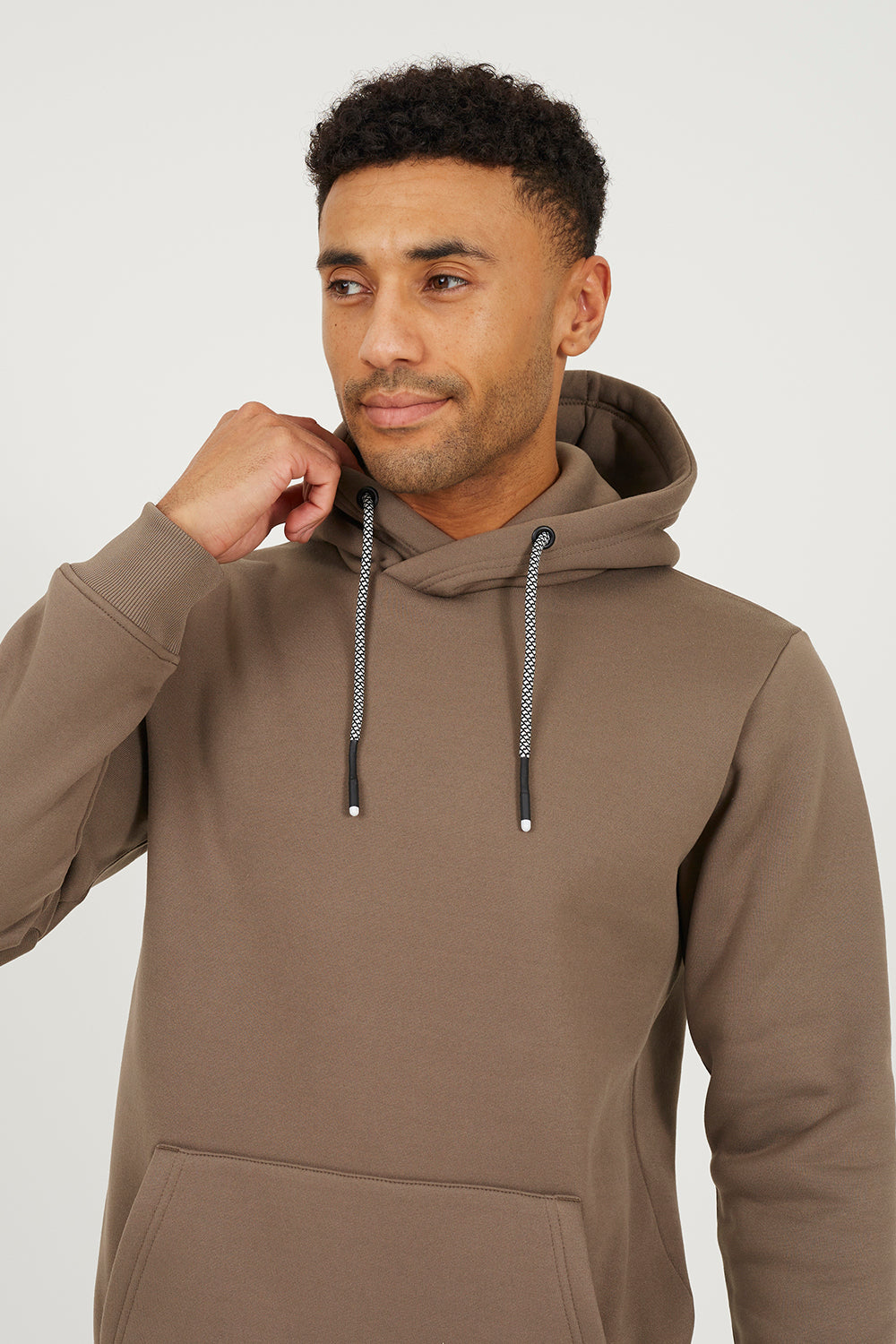 Brave Soul Light Brown Hoodie with Crossover Neck - Light Brown Image 4