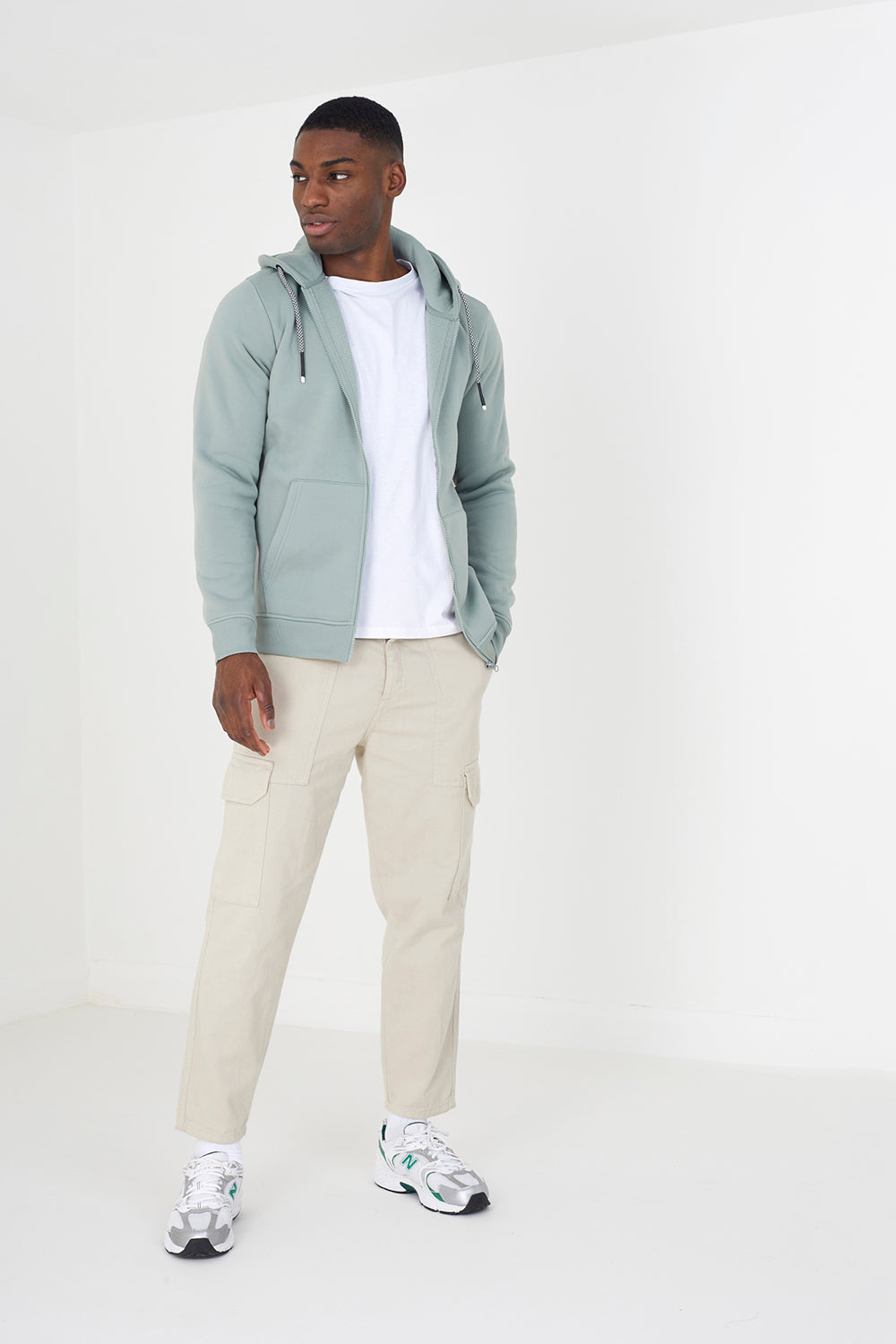 Brave Soul Light Green Zip Through Hoodie - Light Green Image 3