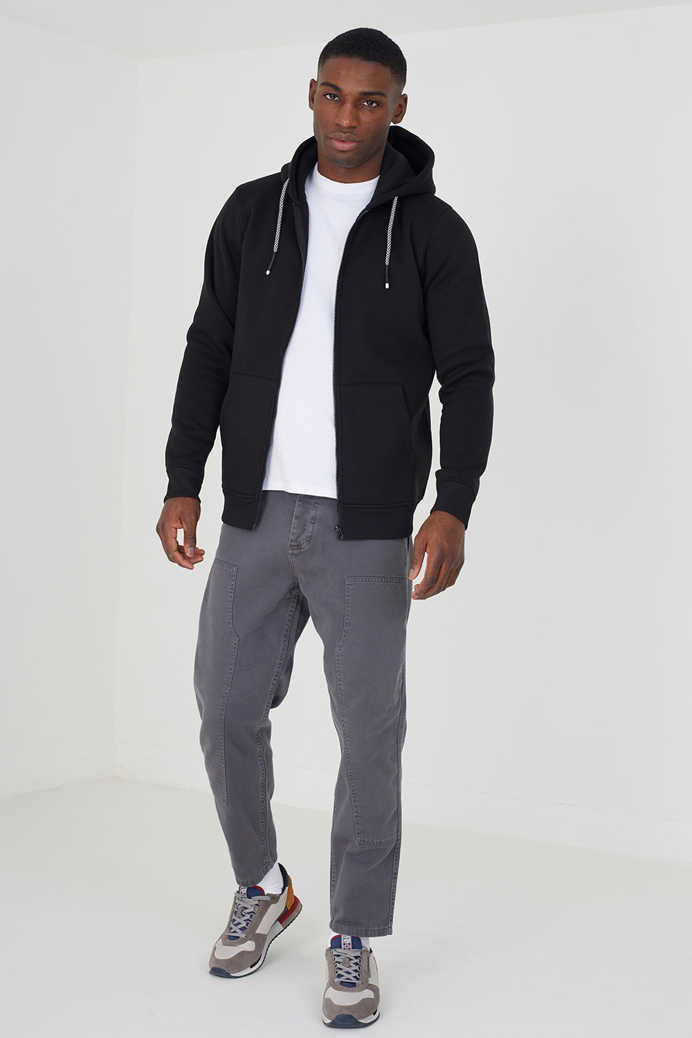 Brave Soul Black Zip Through Hoodie - Black Image 3